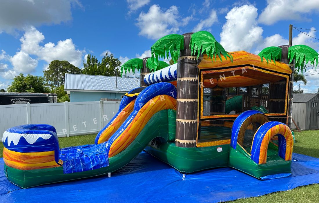 Palms Bounce House Combo Big Slide Rental - Peters Party Rental