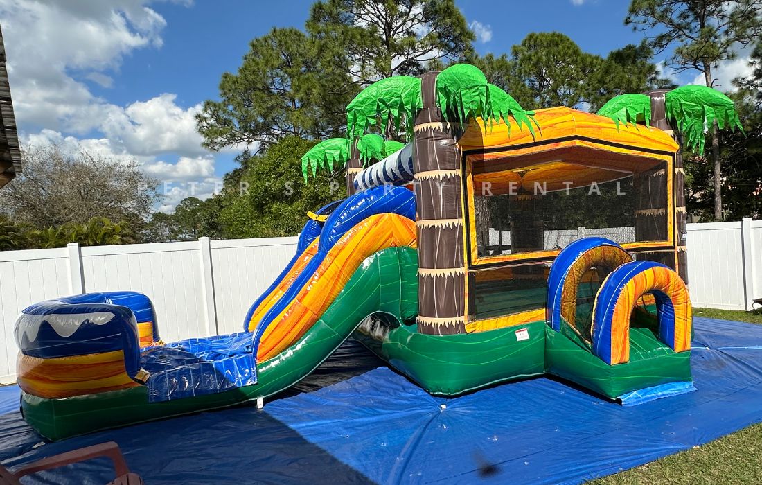 Palms Bounce House Combo Big Slide Rental - Peters Party Rental