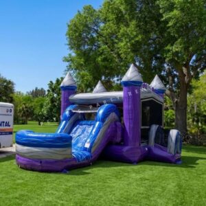 Purple Castle Bounce House Combo Big Slide Rental - Peters Party Rental