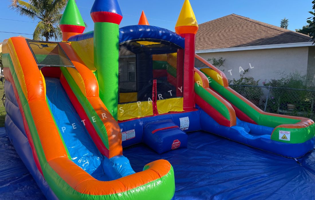 Bounce House Combo with Pool Wet Double Slide Rental - Peters Party Rental