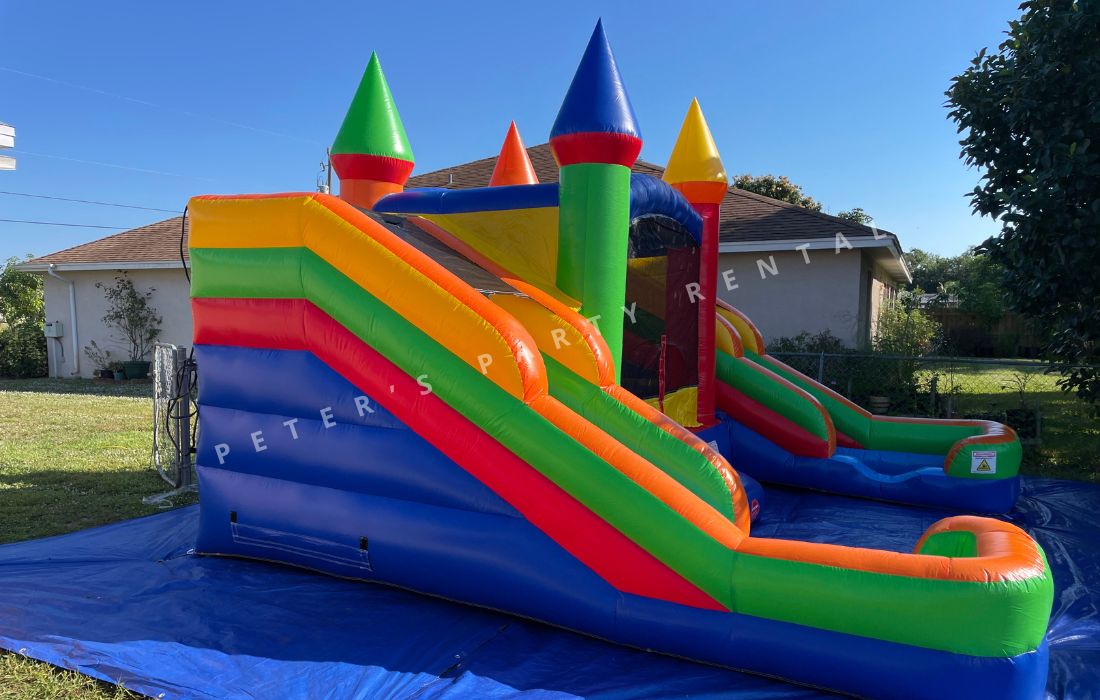 Bounce House Combo with Pool Wet Double Slide Rental - Peters Party Rental