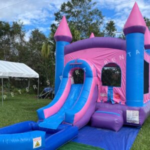 Pink Castle Bounce House Combo with Pool Wet Rental - Peters Party Rental