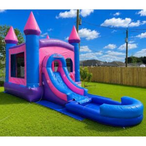 Pink Castle Bounce House Combo with Pool Wet Rental - Peters Party Rental