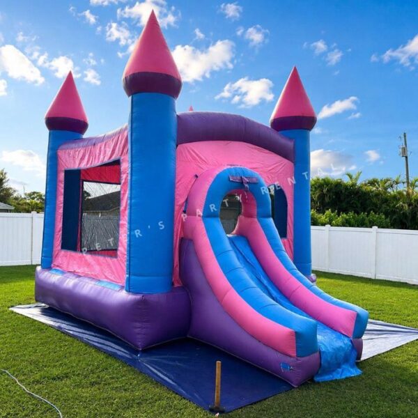 Pink Castle Rental Inflatable Regular Pink Castle Bounce House Dry Rental - Best Inflatable for ...