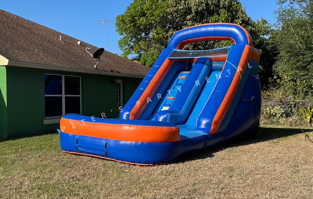 Orange Blue Water Slides Rental - Peters Party Rental