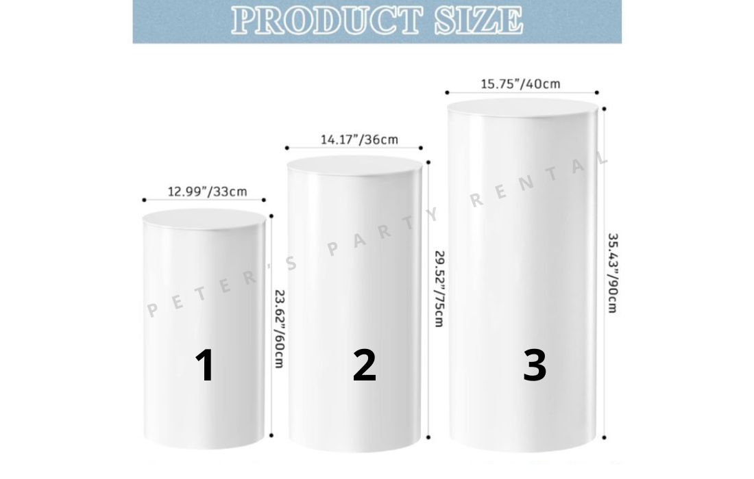 Cylinder Pedestal Stand Rentals - Peters Party Rental